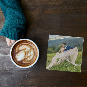 Dessous-de-verre En Verre Créez votre propre photo de mariage élégante perso