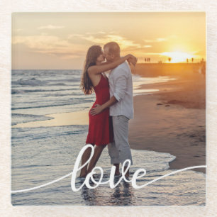 Dessous-de-verre En Verre Créez votre propre script d'amour Romantique Coupl