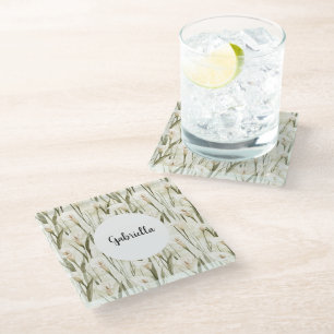 Dessous-de-verre En Verre Crème Blanc Calla Lily Floral
