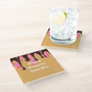 Dessous-de-verre En Verre Crème Glacée,Dégoulinante Strawberry Choco Bliss,