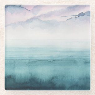 Dessous-de-verre En Verre Crépuscule sur la baie - aquarelle