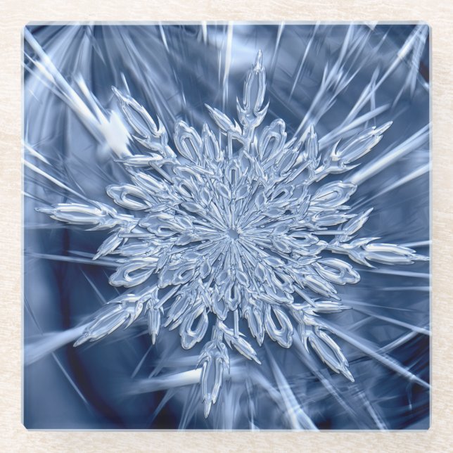 Dessous-de-verre En Verre Cristal de glace de Snowflake (Devant)