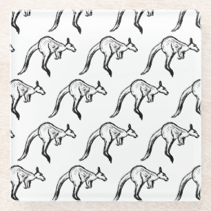 Dessous-de-verre En Verre Crochet noir et blanc Kangaroo