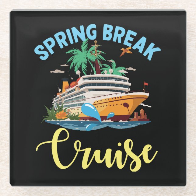 Dessous-de-verre En Verre Croisière de Spring Break (Devant)