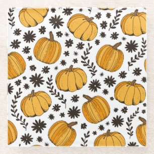 Dessous-de-verre En Verre Croquis citrouilles : motif sans couture dessiné à