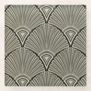 Dessous-de-verre En Verre cru, nouveau d'art, beige, gris, art déco,