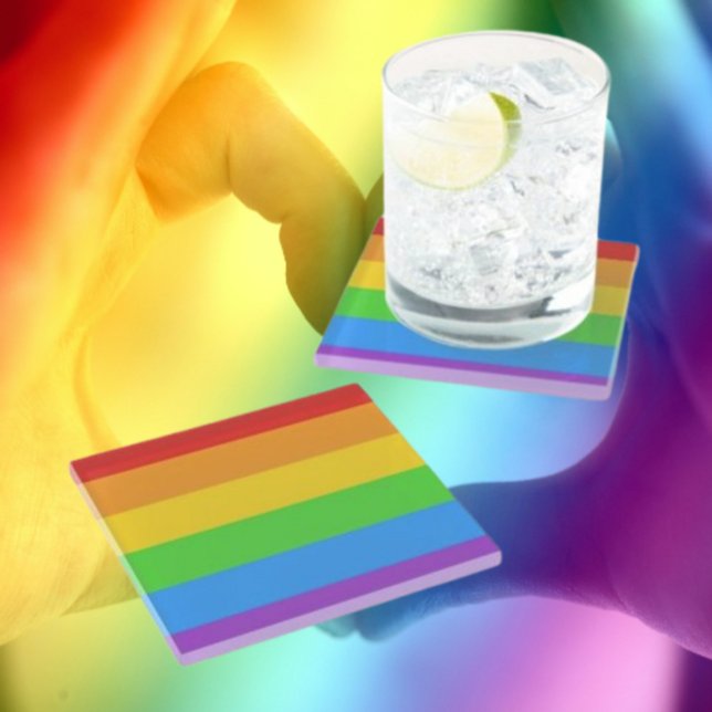 Dessous-de-verre En Verre Crystal Clear Pride : Drapeau Arc-en-ciel (Créateur téléchargé)