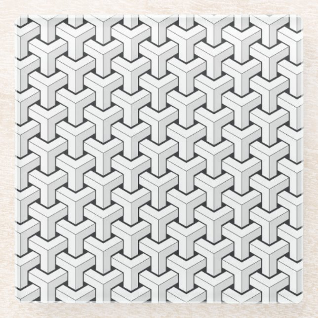 Dessous-de-verre En Verre Cubes Abstraits Isométriques Y en forme de cool (Devant)