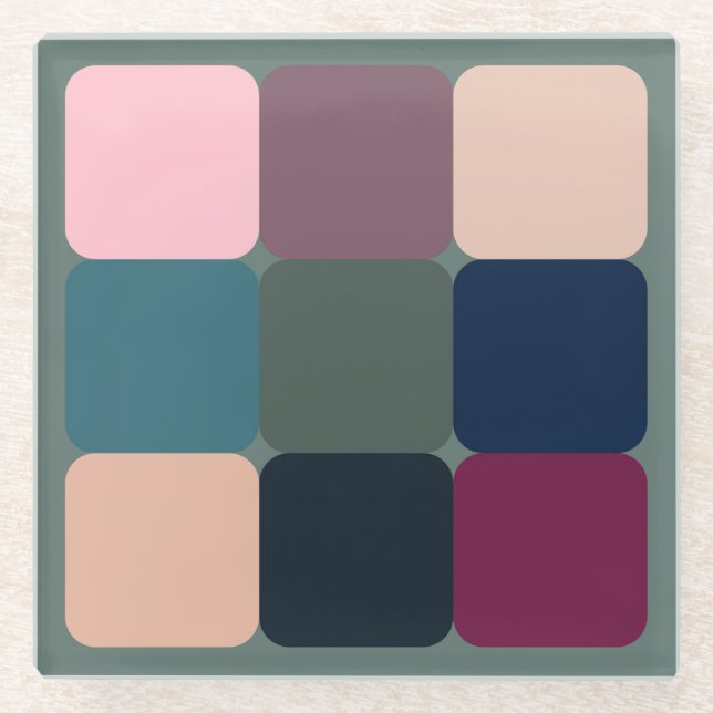 Dessous-de-verre En Verre Cubes colorés (Devant)