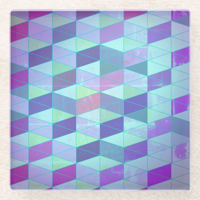 Dessous-de-verre En Verre Cubes en triangles Motif géométrique (Devant)