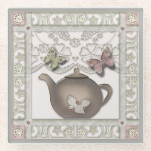 Dessous-de-verre En Verre Cuisine en verre thé pot couleurs beige