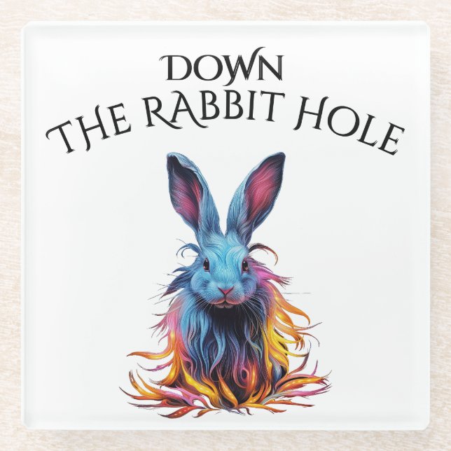 Dessous-de-verre En Verre Custom Down Rabbit Hole Blue Bunny (Devant)