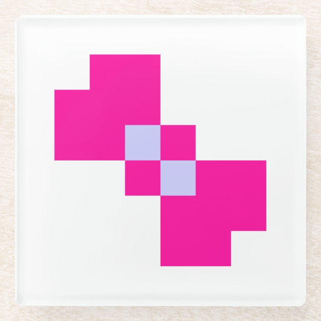 Dessous-de-verre En Verre Cute 8 bits Pixel Bow (Devant)