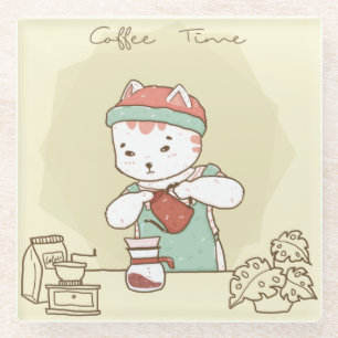 Dessous-de-verre En Verre Cute Café