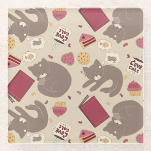 Dessous-de-verre En Verre Cute Cosy Amoureux de les chats Collage