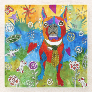 Dessous-de-verre En Verre Cute et coloré Boston Terrier