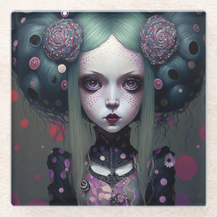 Dessous-de-verre En Verre Cute Goth Girl Purple Black Imaginaire Art