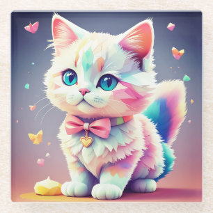 Dessous-de-verre En Verre Cute Kitten-84301 coloré