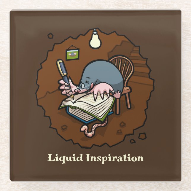 Dessous-de-verre En Verre Cute Mole Writer Liquid Inspiration Burrow Cartoon (Devant)