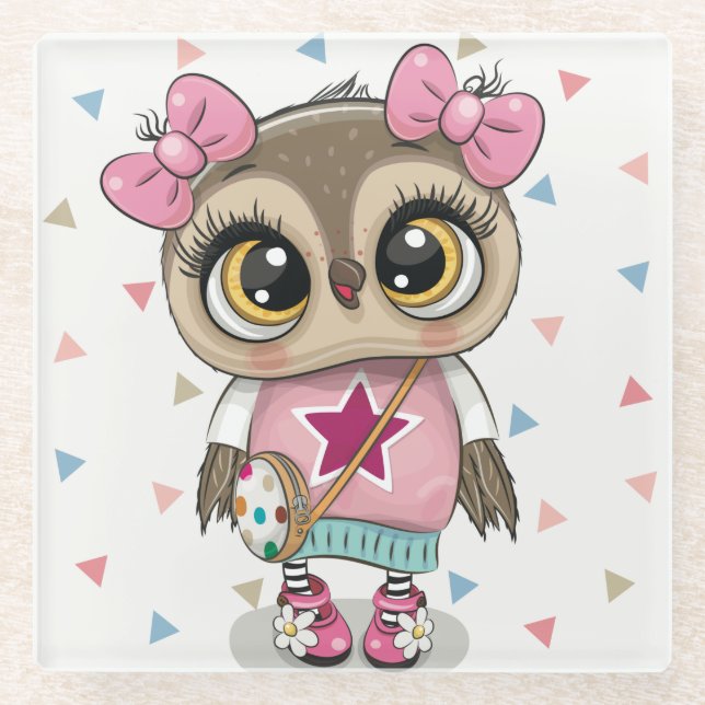 Dessous-de-verre En Verre Cute Owl (Devant)