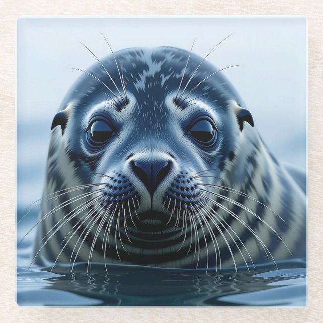 Dessous-de-verre En Verre Cute Seal Close up (Devant)
