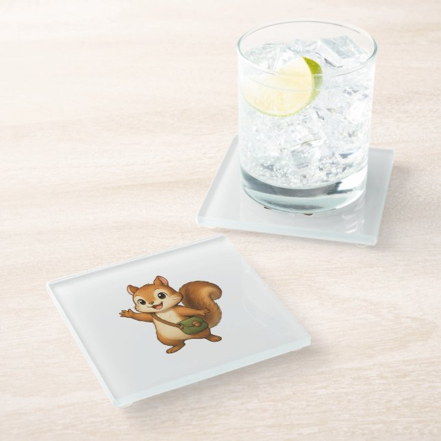 Dessous-de-verre En Verre Cute Squirrel Coaster – Okojo and Friends (Incliné)