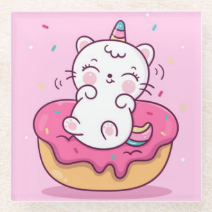 Dessous-de-verre En Verre Cute Unicorn Dessous de verre en verre de chat