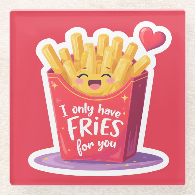 Dessous-de-verre En Verre Cute Valentine French Fries Pun (Devant)