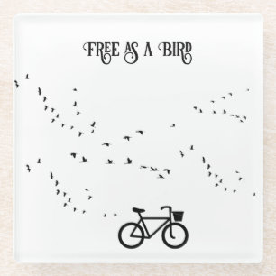 Dessous-de-verre En Verre Cycling Life, gratuit comme un oiseau personnalisa