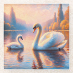 Dessous-de-verre En Verre Cygnet et cygne