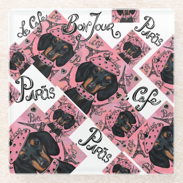 DESSOUS-DE-VERRE EN VERRE DACHSHUND           (Devant)