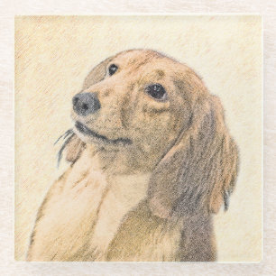 Dessous-de-verre En Verre Dachshund (Longhaerien) Peinture - Art Chien origi