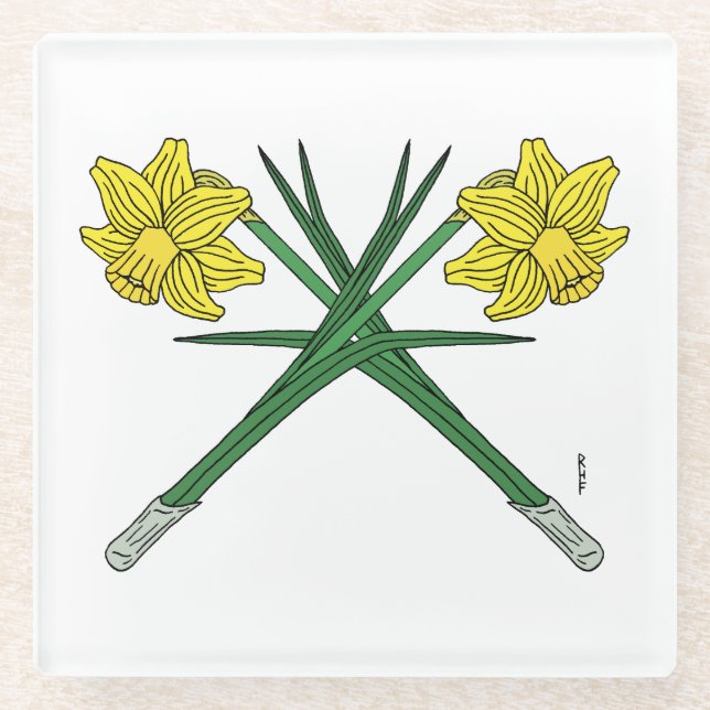 Dessous-de-verre En Verre Daffodils traversés (Devant)