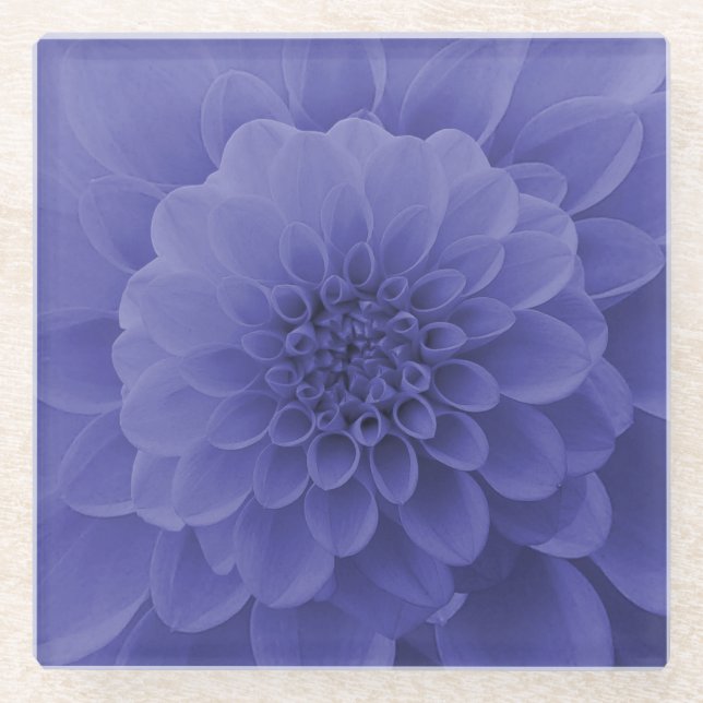 Dessous-de-verre En Verre Dahlia bleu (Devant)
