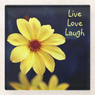 Dessous-de-verre En Verre Dahlia Jaune Elégante Citation Inspirationnelle Fl