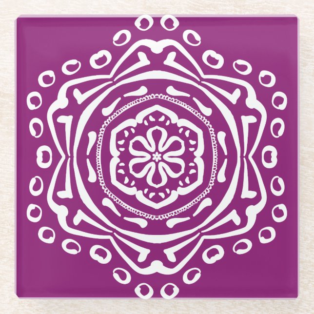 Dessous-de-verre En Verre Dahlia Mandala (Devant)