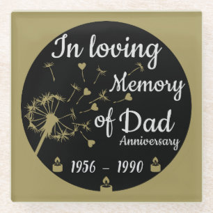 Dessous-de-verre En Verre Dans l'amour Mémoire de mort Anniversaire papa