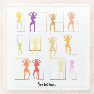 Dessous-de-verre En Verre Danse avec les couleurs Femme Kaleidoscope