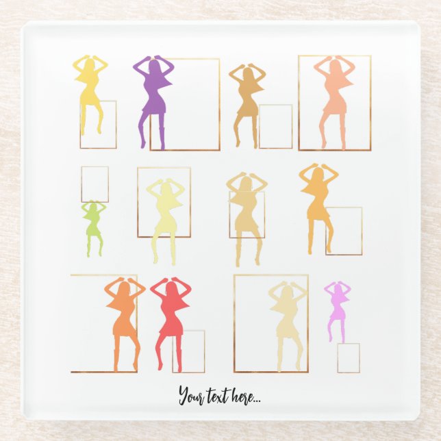 Dessous-de-verre En Verre Danse avec les couleurs Femme Kaleidoscope (Devant)