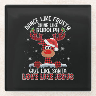 Dessous-de-verre En Verre Danse de Noël Comme Frosty Shine Comme Rudolph Aim