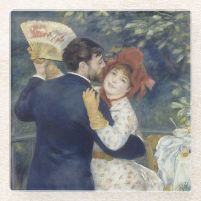 Dessous-de-verre En Verre Danse de Pays - Renoir Impressionniste peinture (Devant)