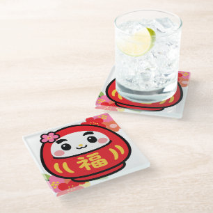 Dessous-de-verre En Verre Daruma japonais kawaii