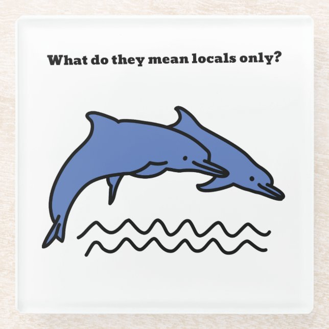 Dessous-de-verre En Verre Dauphin drôle Océan Love Dessous de verre (Devant)