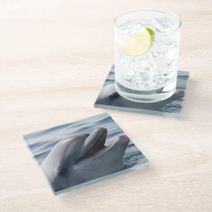 Dessous-de-verre En Verre Dauphin souriant en gros plan au‑dessus d'une eau