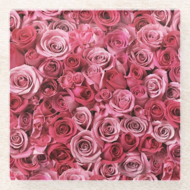 Dessous-de-verre En Verre De belles roses roses (Devant)