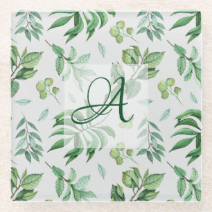 Dessous-de-verre En Verre Décor de la maison botanique du Congé vert monogra