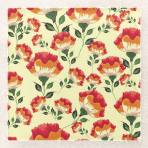 Dessous-de-verre En Verre Décor fleuri et motif sans charme.