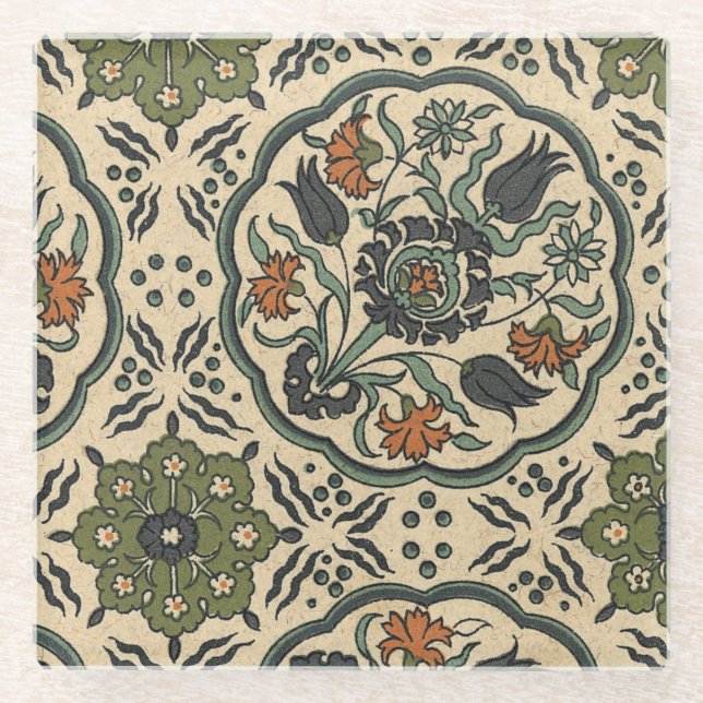 Dessous-de-verre En Verre Décor Floral Perse Carrelage (Devant)
