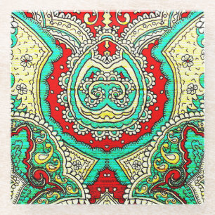 Dessous-de-verre En Verre Décor néon arabesque : style années 80.