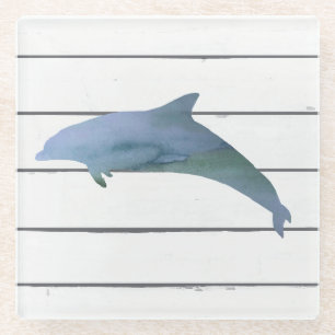 Dessous-de-verre En Verre Décor rustique de plage Dolphin Shiplap